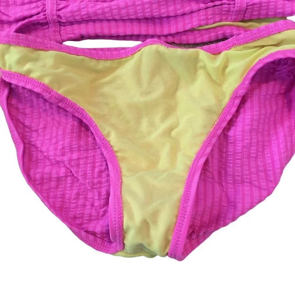 Jessica Simpson young girls 2 piece bathing suit in bright pink